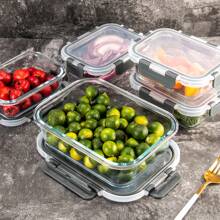 20PCS Reusable Glass Meal Prep Containers With Airtight Lids, Leak-Proof Durable Food Storage Containers For Kitchen, Party, Leftovers, And Multi-Scene Use, Microwave Oven Dishwasher Freezer Compatible(10 Containers+10 Lids) - 灰色 - 查看 9