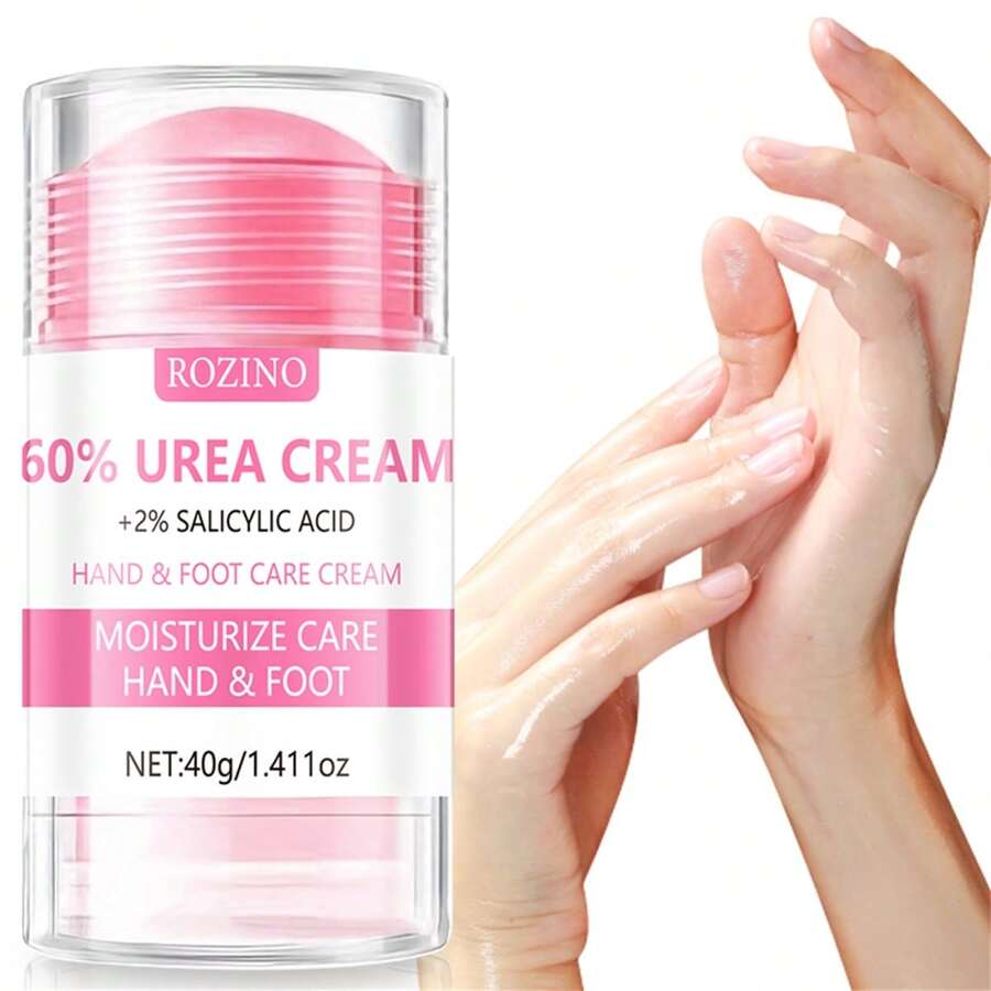 60% 尿素足部和手部润肤膏，保湿，持久保湿，缓解干燥、皲裂的皮肤，男女通用 - 桃色 - 查看 1