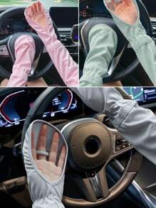 1 زوج أكمام ذراع من الحرير الرقيق، قفازات واقية من الشمس قابلة للتنفس من دون جنس للقيادة، مقاس كبير فضفاض