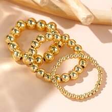 3 件金色珠子弹力环套装 - 金色 - 查看 2