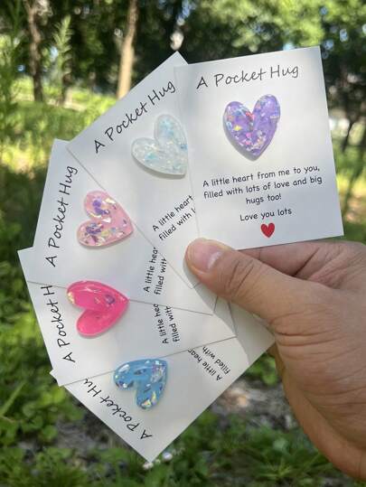 1pc, A Tiny Little Pocket Hug Poem Card, Isolation Gift, Hug Token, Thinking Of You Gift Cute Resin Animal Decoration With Encouraging Greeting Card, Special Birthday Wedding Party Valentines Gift,Christmas
