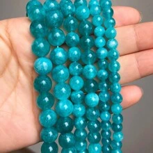 6 8 10mm Blue Amazonite Loose Stone Beads Smooth Round Spacer Beads For Jewelry DIY Making Bracelet Earrings Accessories 15''