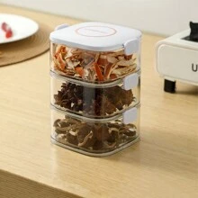 1pc Sealed Transparent Food Storage Box With Lid Multi-Layer Stackable Spice Containers Snack Box Kitchen Food Containers - Multicolor - View 9