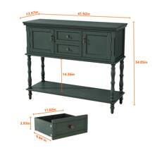 Console Table With 2 Drawers, Retro Entryway Table With 2 Door Cabinets And Open Storage Shelf, Narrow Long Sofa Table, Behind Couch Table For Living Room, Foyer And Hallway - màu xanh lá - Xem 6