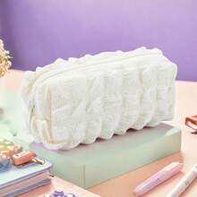 1pc Macaron Pencil Case Pen Bag Cosmetic Pouch Travel Cosmetic Kit Brush Holder Large Capacity Organizer Portable Soft Toiletry Organizer Pencil Holder Storage Bag,Back To School,School Supplies,Pencil Pouch,School Bag