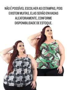 Blusa Alcinha Plus Size Liganete Malha Fria Estampas E Modelos Diversos - Multicolorido - Visão 3