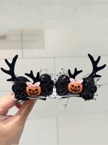 2pcs New Halloween Hair Clip, Pumpkin Ghost Skull Hair Accessory, Ghost Festival Party Dress, Headwear Hair Clip Suitable For Parties, Dances, Halloween Use Witch