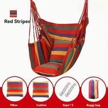 1 件户外秋千椅，帆布吊床椅，带枕头和靠垫，室内户外露台门廊秋千休闲家具，适用于花园、卧室、庭院、露营 - 多色 - 查看 12