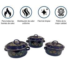 Juego de 6 Ollas con Tapa de Peltre Egipsy - Azul - Ver 2