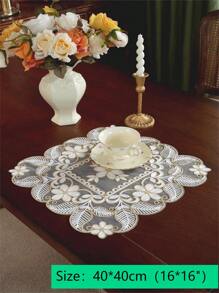 1 buc țesătură plasă cu broderie florală delicată din dantelă 3d și dantelă tricotată fină pentru decorațiuni interioare, huse de dulapuri, tărâmuri de masă de bucătărie, gărzi de loc, decorațiuni de vacanță pentru interior/exterior, decorațiuni pentru alergare de masă pentru picnic/petrecere/nuntă