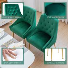 LONXIU Dining Chair Set Of 6 With Thick Velvet Fabric Padded Seat, Metal Legs, Kitchen Chair Modern Design, For Kitchen Dining Room, Living Room, Bedroom - màu xanh lá - Xem 4