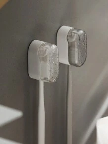 1pc Bathroom Toothbrush Holder, Wall Mounted No-Drill Dust-Proof Toothbrush Storage Rack - Light Grey - View 4