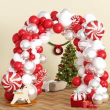 H.L.BALLOON Bộ 142 vòng hoa bóng bay trang trí Giáng sinh, bao gồm bóng bay giấy nhiều màu hình bông tuyết đỏ trắng bạc, hộp quà kẹo que, bóng bay màng polyester thích hợp cho tiệc sinh nhật bạn bè, tuyết, mùa đông, xứ sở thần tiên, Giáng sinh đông lạnh, Halloween, trang trí Halloween - Nhiều màu - Xem 3