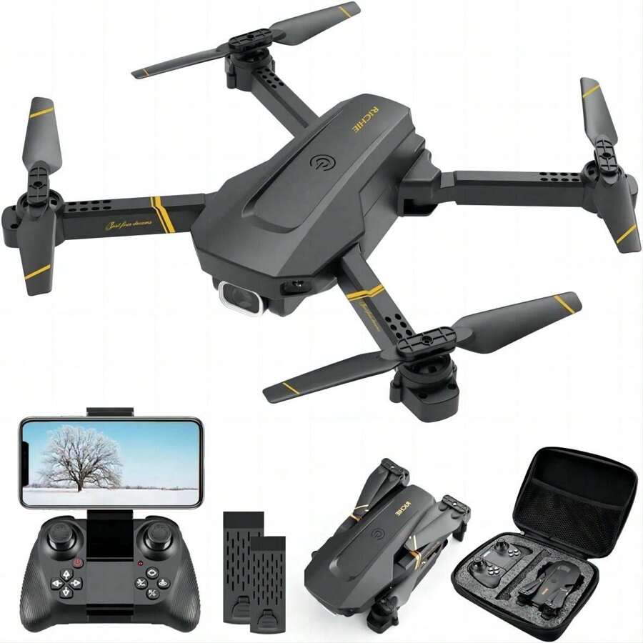 Drone  1080P HD Camera Foldable 6-Axis RC Quadcopter - Black - View 1