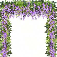1 Vòng Hoa Wisteria Nhân Tạo, Vòng Hoa Treo Wisteria Màu Tím Cho Phòng Ngủ Gia Đình Cửa Sổ Sân Vườn Tiệc Ngoài Trời Cổng vòm Trang Trí Hoa - Màu tím - Xem 1