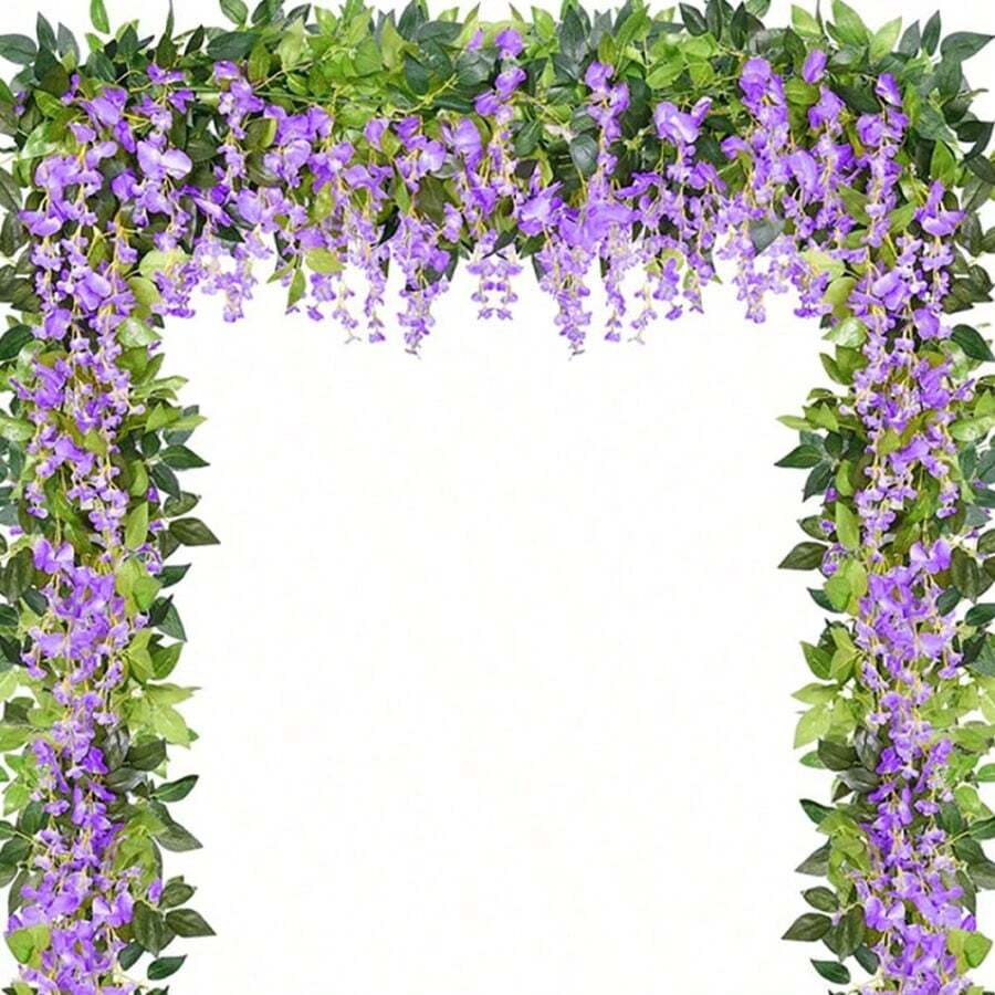 1 Vòng Hoa Wisteria Nhân Tạo, Vòng Hoa Treo Wisteria Màu Tím Cho Phòng Ngủ Gia Đình Cửa Sổ Sân Vườn Tiệc Ngoài Trời Cổng vòm Trang Trí Hoa - Màu tím - Xem 1