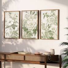 3 件套鼠尾草绿色花卉艺术，鼠尾草绿色三联画可印刷艺术，鼠尾草绿色艺术，花卉艺术，Grandmillenial 艺术，Grandmillenial 装饰，无框架 - 米色 - 查看 4