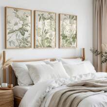 3 件套鼠尾草绿色花卉艺术，鼠尾草绿色三联画可印刷艺术，鼠尾草绿色艺术，花卉艺术，Grandmillenial 艺术，Grandmillenial 装饰，无框架 - 米色 - 查看 2
