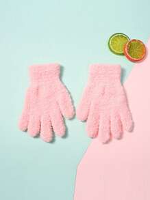 1 双儿童秋冬手套，针织半绒，适合户外运动，保暖