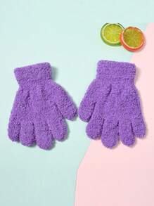 1 双儿童秋冬手套，针织半绒，适合户外运动，保暖