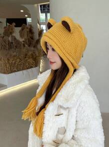 1pc New Stylish Multipurpose Casual High-Quality Cute Frog Knitted Ear Protection Beanie Hat For Outdoor Use, Windproof & Warm Winter Fall - Wool Cap - View 10