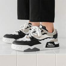 Zapatillas deportivas de moda coreana casual de última para hombres, de suela blanda, ligera y elegante - Blanco y Negro - Ver 4