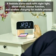 1pc New Bedroom Bedside Atmosphere Light Clock, Made Of ABS, Dual Alarm Clocks/3 Brightness Levels/Snooze Function, Suitable For Home/Office Decor (USB Powered) - Multicolor - View 6