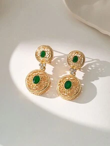 Herseygold 一对阿拉伯花卉图案耳环，中东新娘首饰，奢华结婚礼物 - 金色 - 查看 12