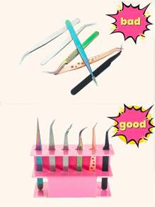 Acrylic Eyelash Extension Tweezers Storage Box Holder Acrylic Tweezers Holder, 6/8 Holes Tweezers Stand Display Organizer For Eyelash Extension Supplies Accessories Grafting Beauty Tools