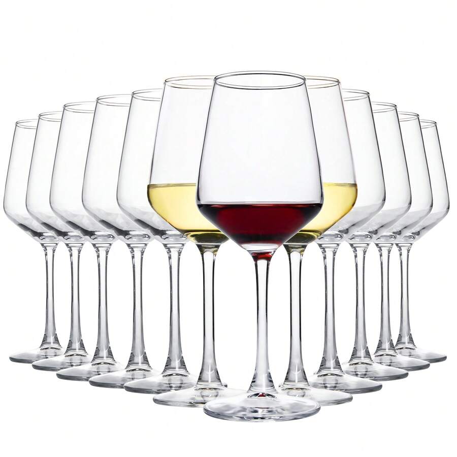 Bộ 6/8/12 chiếc, ly rượu vang đỏ/trắng 12Oz, ly thủy tinh trong suốt có chân dài, ly không chì, hoàn hảo cho tiệc cưới tại nhà, quà tặng Giáng sinh, Giáng sinh vui vẻ - 12 cái - Xem 1