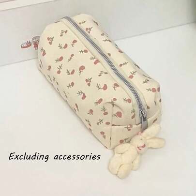 1 pieza Estuche de lápices con estampado floral ditsy fresco, bolsa de almacenamiento de útiles escolares de alta calidad para escritorio de estudiante, esencial para volver a la escuela, suministros de papelería, estuche de lápices, mochila