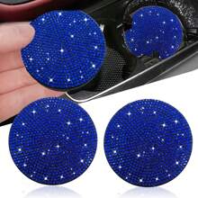 2 Packs Bling Car Cup Holder Coaster, 2.75 Inch Anti-Slip Shockproof Universal Fashion Car Coasters Insert Bling Car Accessories For Women