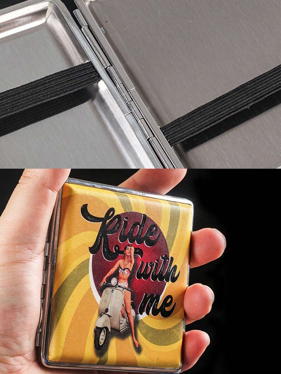 1pc Vintage Print Leather Cigarette Case, Fashion Smoking Accessory