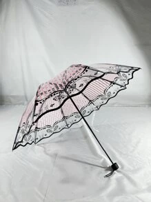 مظلة شفافة قابلة للطي من مادة البي في سي بإطار موجي عتيق - مظلة مطر قابلة للطي شفافة ثلاثية الطي - مناسبة للتصوير الفوتوغرافي والسفر والأميرات، متعددة الألوان، مناسبة لعيد الحب للرجال والنساء، للاستخدام في الصيف والشاطئ والسفر والربيع، هدايا لوصيفات العروس، ديكور الغرفة والشقة - وردي - مشاهدة 12