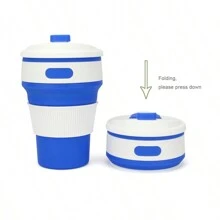 1 pieza 350ML Vaso de agua plegable resistente al calor de silicona, vaso retráctil apto para microondas, taza de viaje irrompible para exteriores - Multicolor - Ver 9