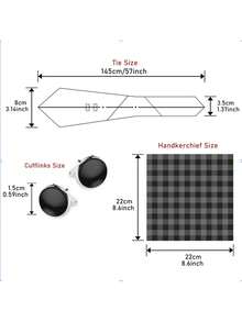 AlanKing 1 Bộ Cà Vạt Họa Tiết Màu Be, Túi Vuông & Khuy Măng Sét Phù Hợp Cho Công Việc, Đám Cưới & Quà Tặng Tiệc - Màu sắc hỗn hợp - Xem 4