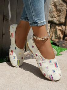 女士透气帆布鞋，系带硫化一脚蹬运动鞋，时尚 2024 新款设计 - 白色 - 查看 5