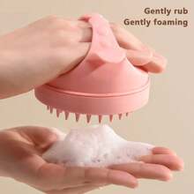 Silicone Shampoo Brush Massage Comb Leather Bath Round Portable Soft Hair Care New - 綠色 - 查看 3