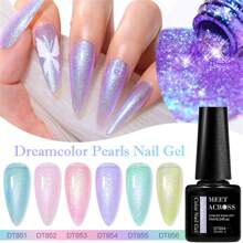 MEET ACROSS 12件套极光凝胶指甲油套装，6色极光珍珠贝壳凝胶指甲油套装，闪亮亮片极光亮油，搭配6色珍珠闪光亮片凝胶指甲油套装，春夏美甲粉蓝梦幻色凝胶7ml，半永久指甲胶水，可卸除UV/LED美甲油，美甲套装，美甲用品，美甲DIY，家庭沙龙，女士礼物 - 彩色 - 查看 7