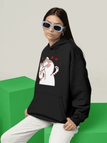 Ami Fat Cat Gato Fofo KANGARUU Sweatshirt 2370 FLUXOGEEK - màu đen - Xem 6