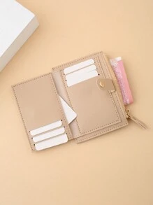 Ví da PU đơn giản cho nữ, mini, chắc chắn, đựng được nhiều loại thẻ, tiền xu, tiền mặt, nhân viên văn phòng, dành cho nữ, đi làm, đi học, đi làm, kỷ niệm, quà tặng sinh nhật, ngày lễ tình nhân, quà tặng cho giáo viên, công sở, giản dị, dành cho nữ, ví, ví nhỏ - Màu be - Xem 10