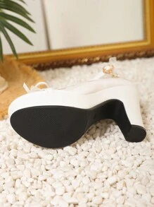 可爱卡哇伊风格高跟鞋，公主设计，洛丽塔鞋，女式大码 - 白色 - 查看 7