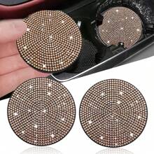 2 Packs Bling Car Cup Holder Coaster, 2.75 Inch Anti-Slip Shockproof Universal Fashion Car Coasters Insert Bling Car Accessories For Women