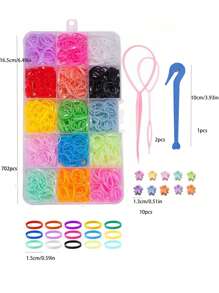 715 件/套彩色弹性发带、发箍和发夹套装，适合女孩，对头发温和 - 顏色 - 查看 6