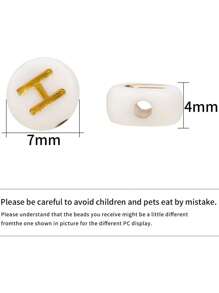 100/200/300 Peças Contas de Letra Acrílicas Mistas de 4*7mm, Contas Douradas Usadas para Fazer Pulseiras, Colares DIY e Joias de Lembrança