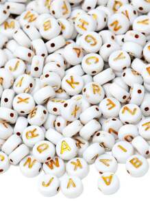 100/200/300 Peças Contas de Letra Acrílicas Mistas de 4*7mm, Contas Douradas Usadas para Fazer Pulseiras, Colares DIY e Joias de Lembrança