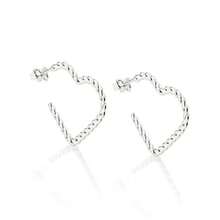 WOMEN'S 18K GOLD OR 925 SILVER EARRINGS HALF HOOP HEART ROMMANEL TWISTED HOOP 526763 320034 - Bạc - Xem 1