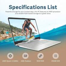 HP HP 15.6" HD Business Laptop, AMD Ryzen 3 5300U, Up To 16GB RAM, Up To 1TB PCIe SSD, AMD Radeon Graphics, Numeric Keypad, 720p HD Camera, Wi-Fi, Bluetooth, Win 11, Natural Silver, 32GB Hotface USB Card