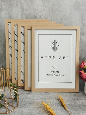 5Pcs/Set Wooden Photo Frames For Picture Wall 10X15 15X20 20X25 A4 Pictures Frame For Table Top Display And Wall Mounting Frames Photo Decor Commemorative Gift Gifts Birthday Graduation