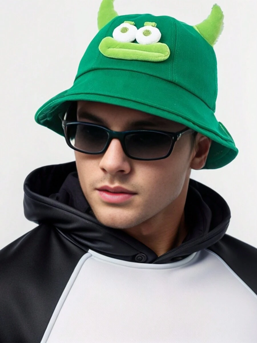 1pc Unisex Cartoon Monster Print Bucket Hat, Outdoor Sun Protection Hat - Little Monsters - View 1